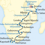Rovos Rail Reiseverlauf-Grafik Kapstadt - Dar Es Salaam